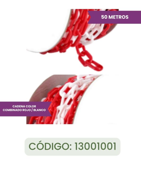Rollo Cadena Plástica Roja/Blanca 50M Redder - Imagen 2