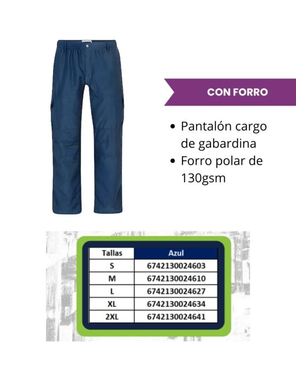 Pantalón Cargo Gabardina CON FORRO - Imagen 2