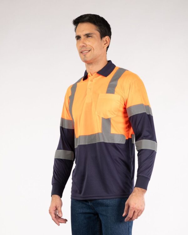 Polera Pique Bicolor C/Bolsillo y Reflectante - Imagen 3